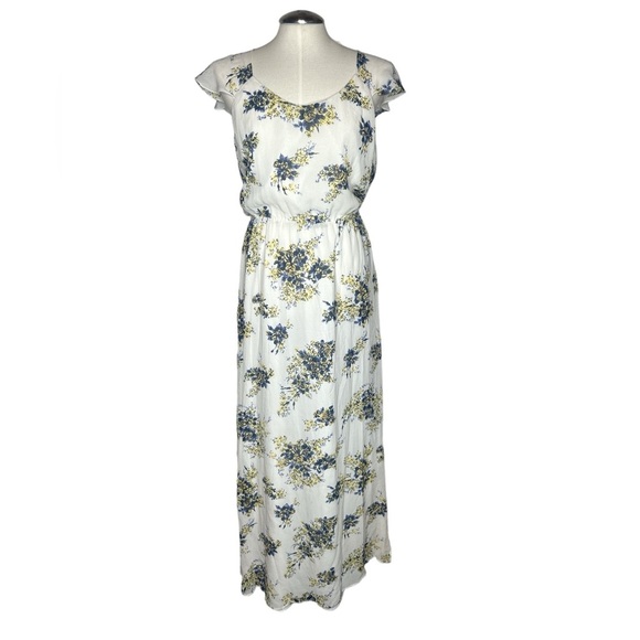 Joie ‘Astilbe’ 100% Silk Floral Flutter Cinch Waist Maxi Dress Size S - Picture 1 of 10